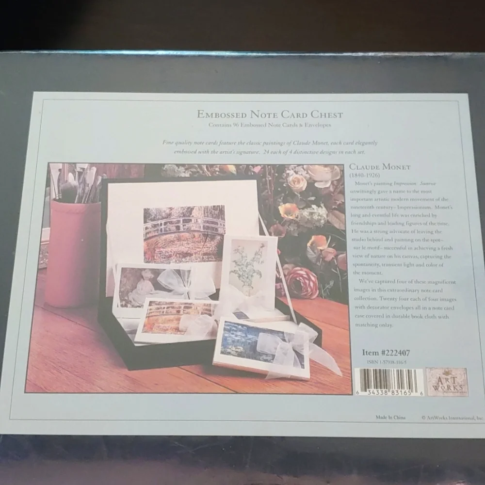 Embossed Note Card Chest - Claude Monet